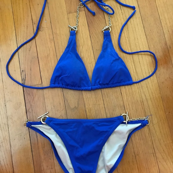 blue and gold swimsuit